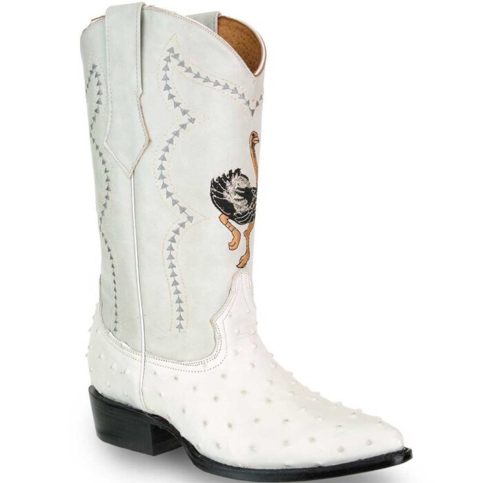 Botas De Piel Imitación Avestruz Vaqueras JB 901 Hueso