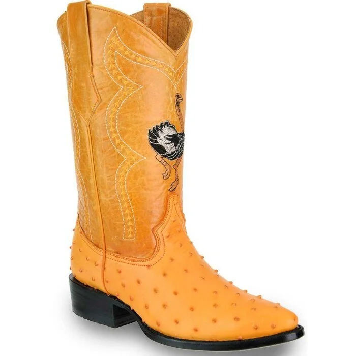 Botas De Piel Imitación Avestruz Vaqueras JB 901 Mantequilla