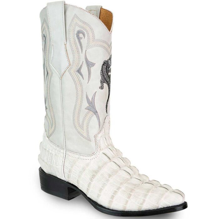 Botas Vaqueras Horma J Imitación Caimán Cola JB 904 Hueso