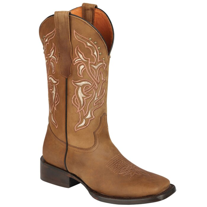 Bota Rodeo Texas Para Mujer Suela Cuero Color Tabaco