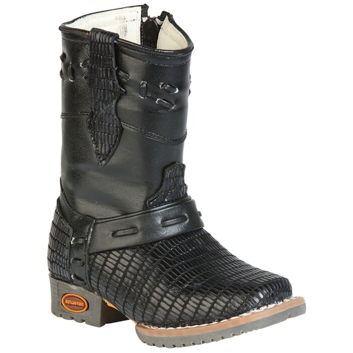 Botas Para Bebé Niño Piel Imitación Lizard Negro 126578
