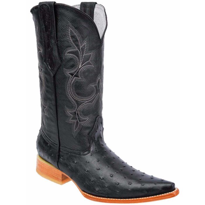 Botas Vaqueras Imitación Avestruz Clon BD01 Negras