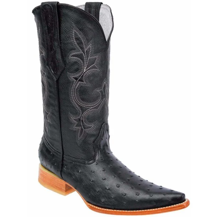 Botas Vaqueras Imitación Avestruz Clon BD01 Negras