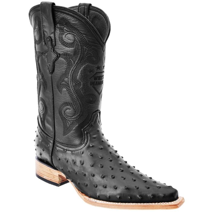 Botas Vaqueras Para Hombre Grabado Avestruz WD 11-116 Color Negro