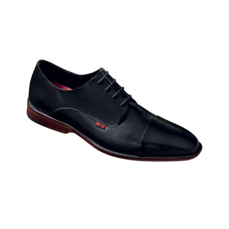 Zapato de vestir elegante de piel negra con diseño cap toe, parte superior transpirable y acabado pulido – Andrea 366-9082.