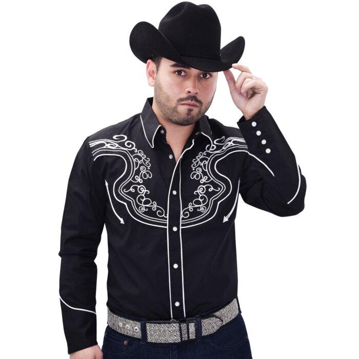Camisa Vaquera WD Boots 11-910 Negro/Blanco