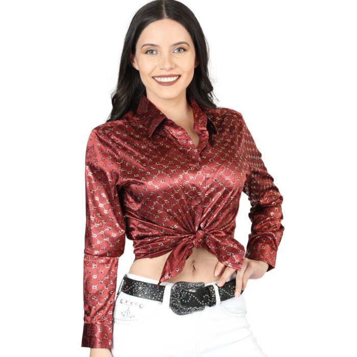 Blusa Manga Larga De Moda Color Burgundy-Gold 44555