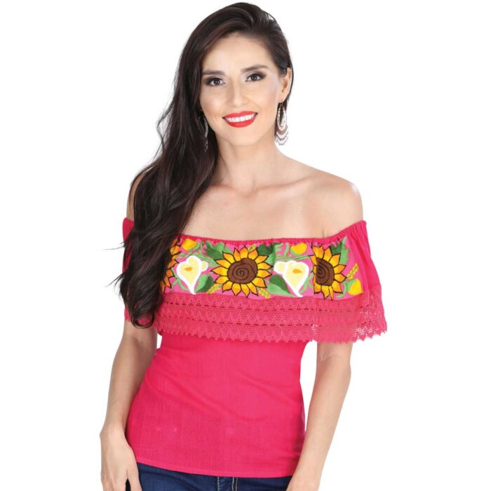 Blusa Bordada Artesanal Olán 601287 Fiusha