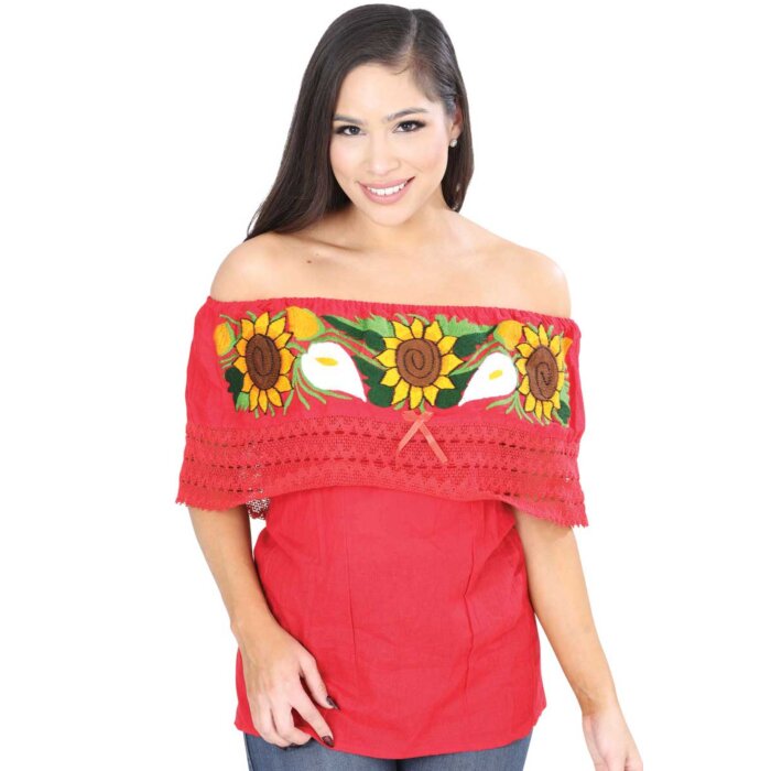 Blusa Bordada Artesanal Olán Roja 601703