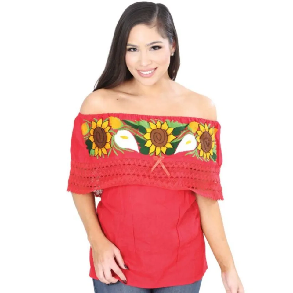 Blusa Bordada Artesanal Olán Roja 601703