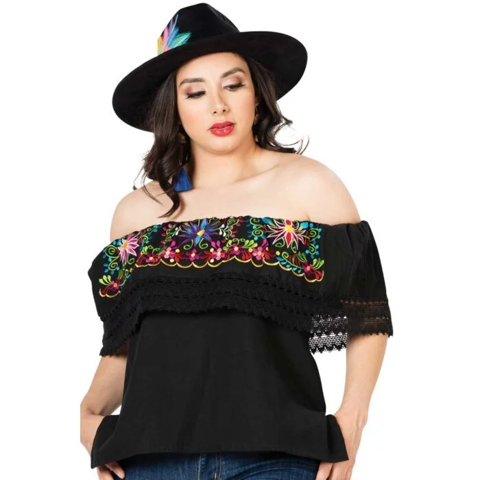 Blusa México Artesanal 603053 Negra Campesina