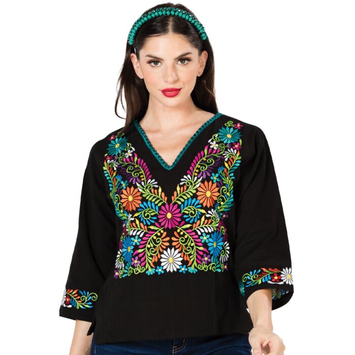 Blusa Tradicional Artesanal Mexicana 603054 Negra