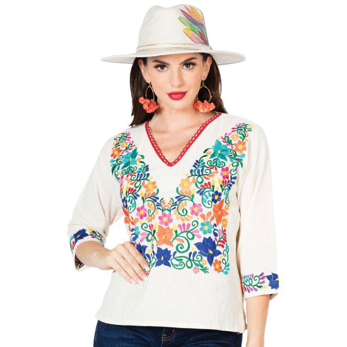 Blusa Tradicional Artesanal Mexicana 603055 Color Beige
