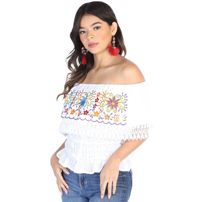 Blusa Resorte Artesanal Floral 602459 Blanco