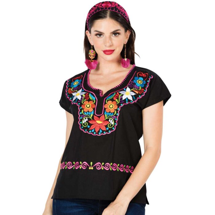 Blusa Kimona Artesanal Mexicana 603058 Negro