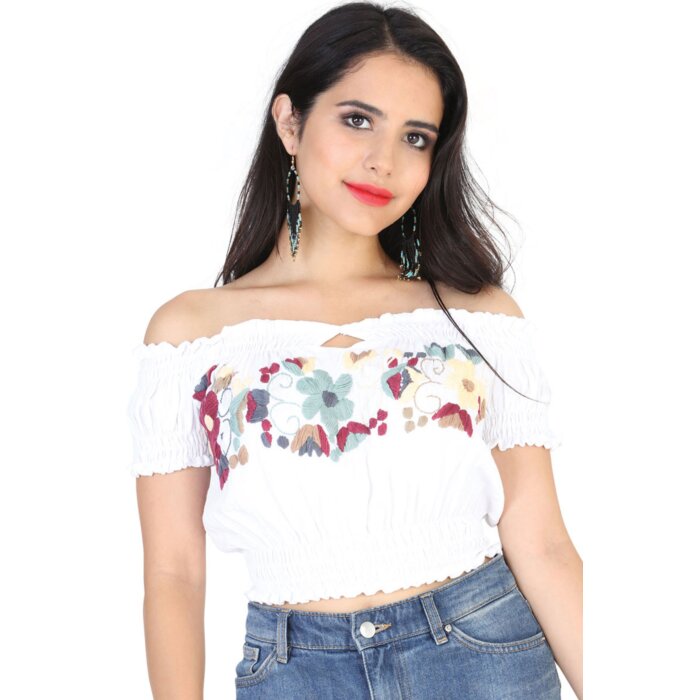 Blusa Corta Artesanal Mexicana 601983 Blanca