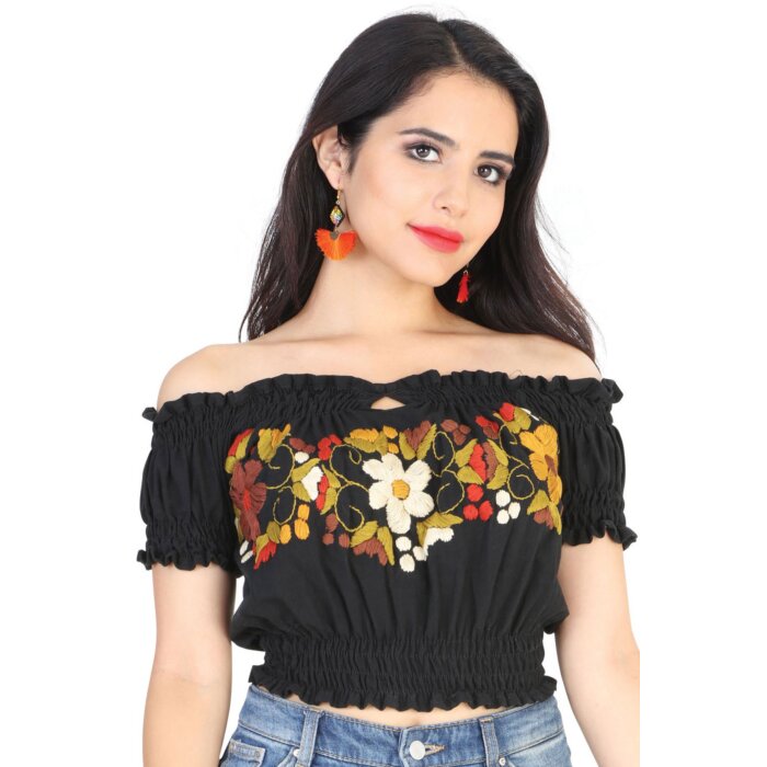 Blusa Corta Artesanal Mexicana 601984 Negra