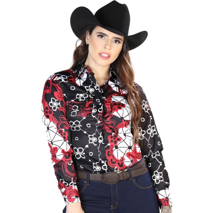 Camisa Vaquera De Mujer Color Burgundy 44078