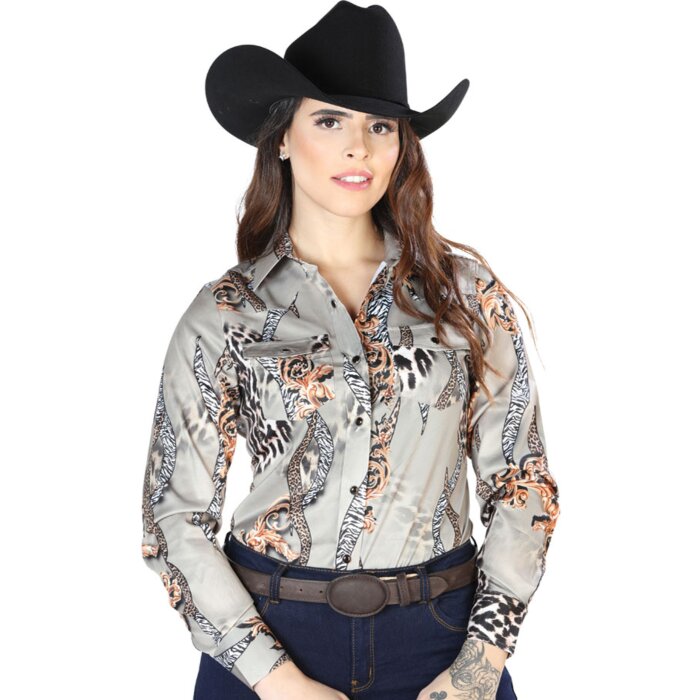 Camisa Vaquera De Mujer Color Taupe 44113