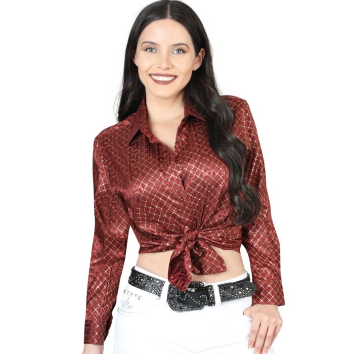 Blusa Manga Larga De Moda Color Burgundy 44561