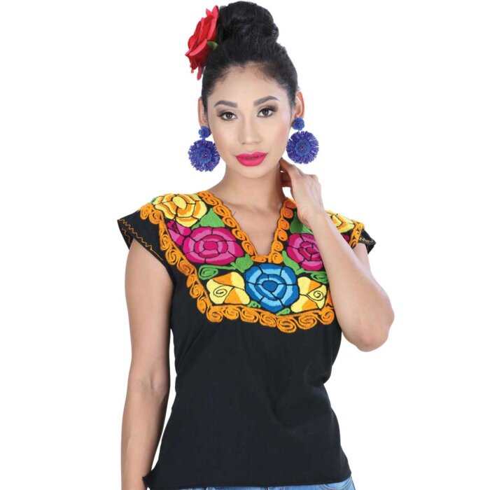 Blusa Bordada Artesanal Zinacantan 601404 Negra