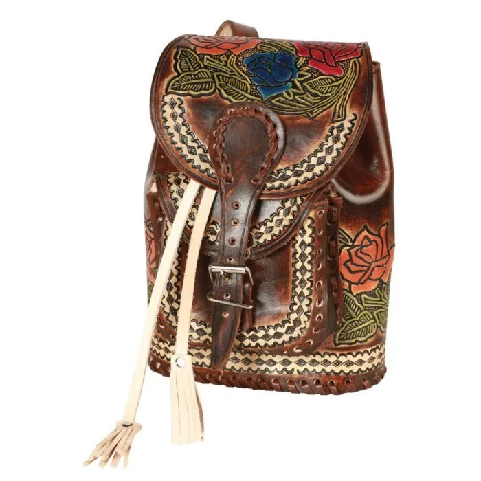 Bolsa Piel Cincelada Tipo Morral Chico 603682 Color Café