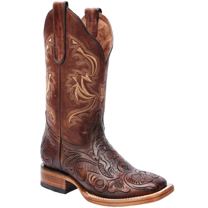 Botas Vaqueras Para Mujer Cinceladas Horma Rodeo Americana White Diamonds Boots 10-526 Color Café