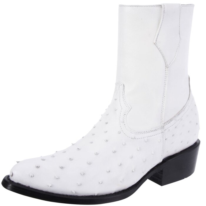 Bota Avestruz Blanca Corta Cierre Lateral WD 11-005