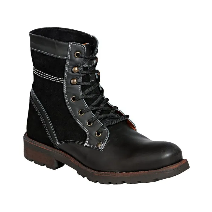 Botas Cortas Agujetas Para Hombre Lamasini 7601 Color Negro