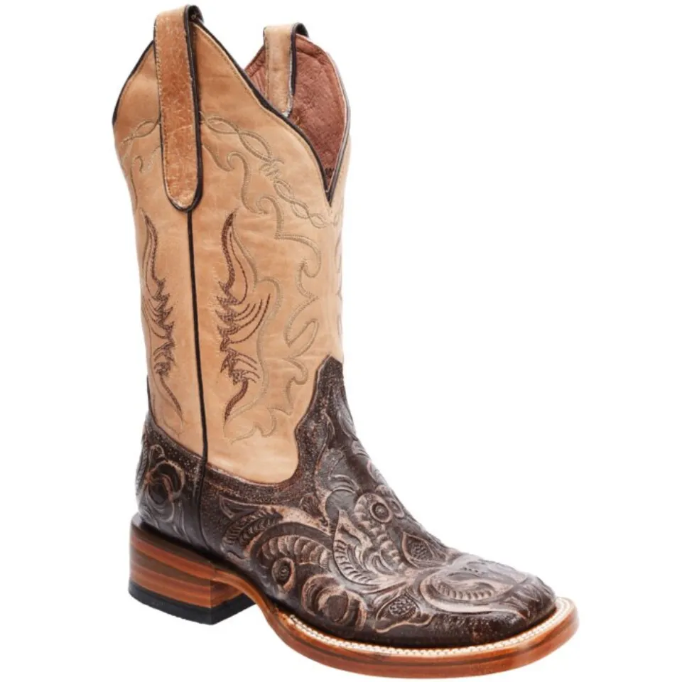 Botas Vaqueras Para Mujer Cinceladas Horma Rodeo Americana White Diamonds Boots 10-527 Miel
