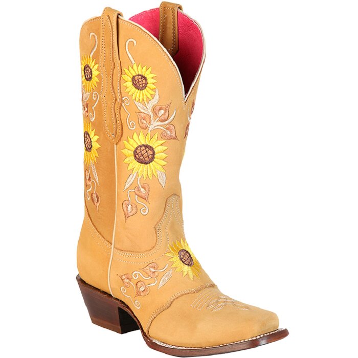 Bota Vaquera Para Mujer Suela De Cuero El General 51143 Color Miel