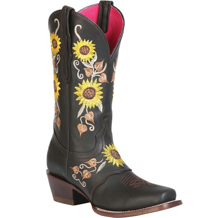 Bota Vaquera Para Mujer El General 51144 Bordado De Girasoles