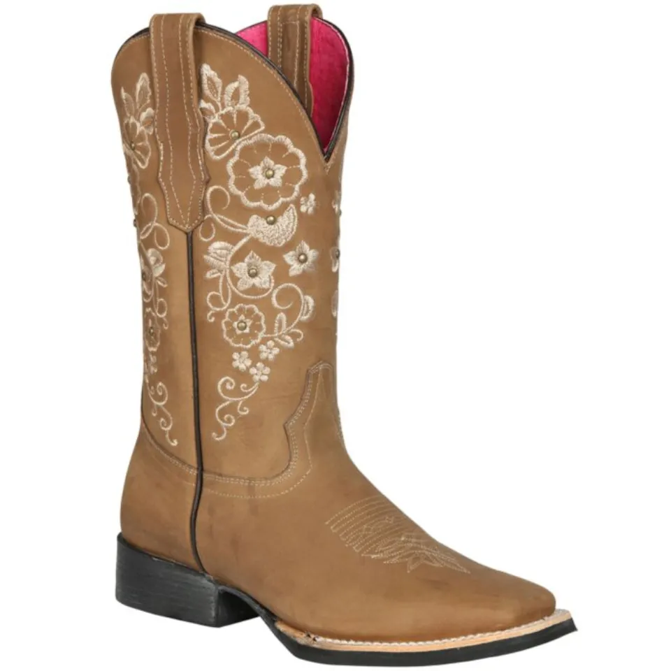 Bota RodeoTexas Para Mujer Piel Color Tabaco El General 44643