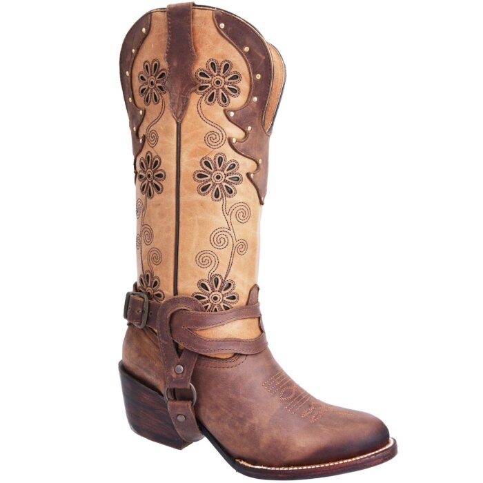 Botas Rodeo Oval Para Mujer WD 11-475 Color Café
