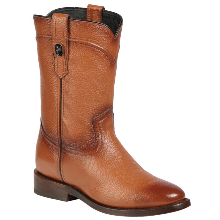 Botas Montero RP-FL-2 para hombre en piel miel con punta ovalada y suela de cuero, hechas en México