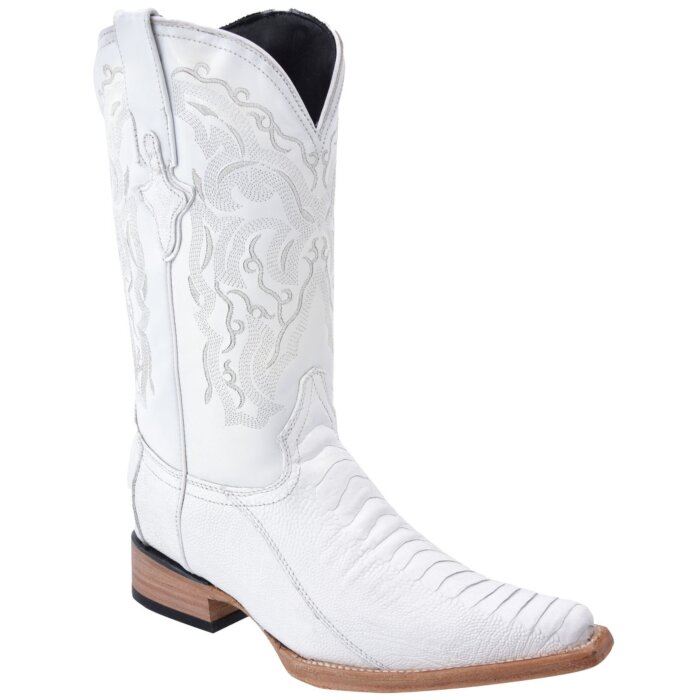 Men's Cowboy Ostrich Leg White Boots 3X Toe WD 11-051