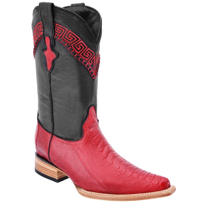 Bota Vaquera Roja Piel Pata De Avestruz WD 11-052