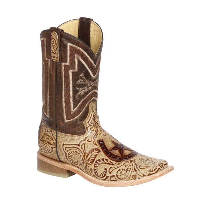 BOTA RODEO EDICION LIMITADA EL GENERAL EDL-20-8 PIEL CINCELADA COLOR ARENA