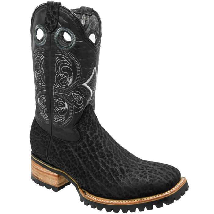 Botas Rodeo Piel Cuello Toro Suela Tractor Color Negro WD 11-282