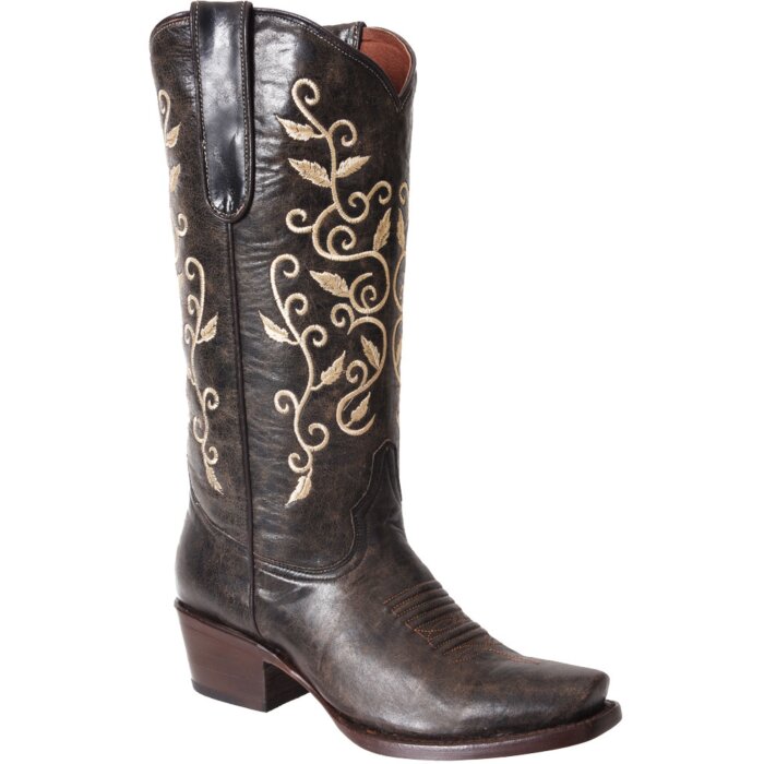 Botas Vaqueras De Mujer Snip Toe Diseño Guia (Enredadera) En El Tubo WD 11-473