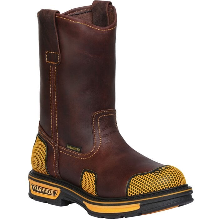 Bota De Trabajo Buffalo & Bull Color Café Con Amarillo