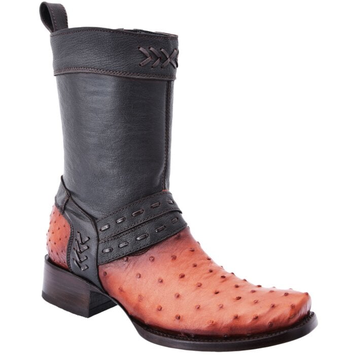 Men's Hudson Ostrich Boots White Diamonds 11-017 Shedron