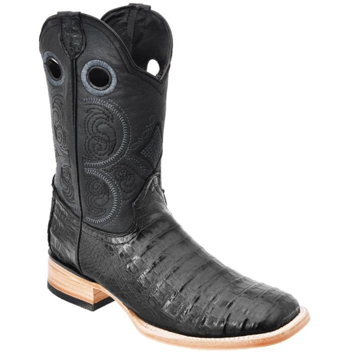 Botas Rodeo Piel Coco Belly Punta Cuadrada Color Negro WD 11-256
