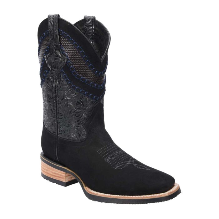 Botas Rodeo White Diamonds Boots Tejidas Nobuck Color Negro 11-323
