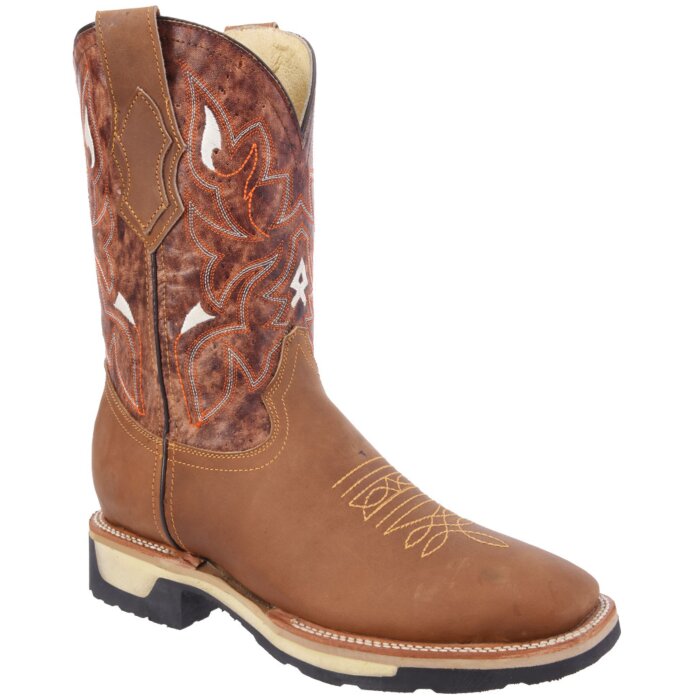 Botas De Trabajo Horma Rodeo Punta Cuadrada Color Café Claro WD 11-426