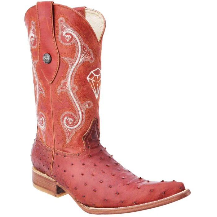  Exotic  Cowboy White Diamonds Boots 032 Cognac Grasso