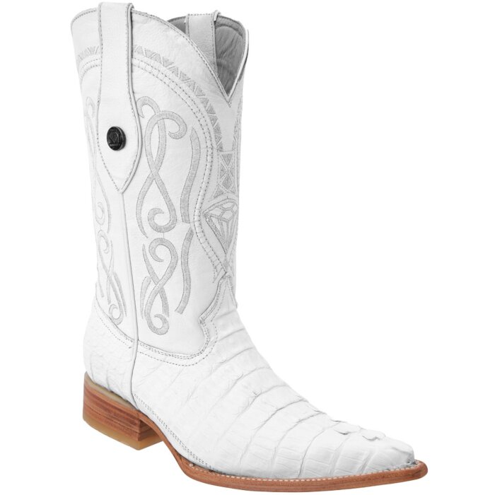 Men's White Exotic Crocodile Tail Boots 3X-Toe WD 11-042