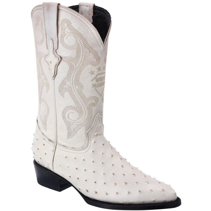 Botas Vaqueras Piel Imitación Avestruz Color Hueso WD 11-226