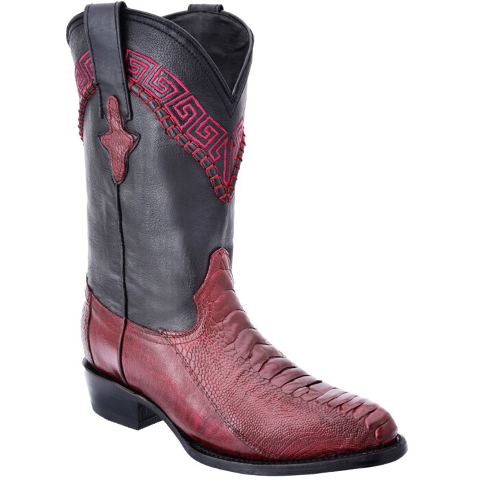 Botas Vaqueras Piel Pata De Avestruz Color Vino WD 11-217