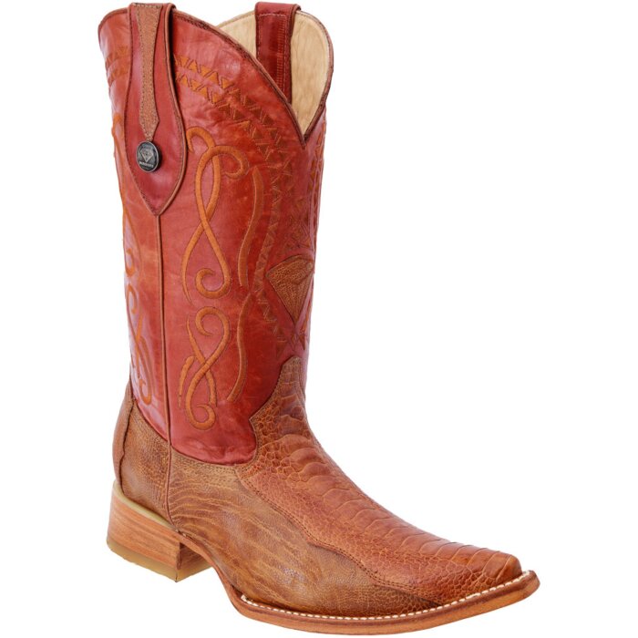 Men's Ostrich Leg Western Boots WD 11-049 Cognac Color
